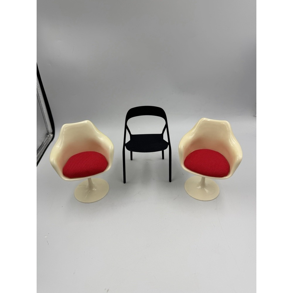 Lot Of 2 Tulip Swivel Chair Miniature Mid Century Modern Acrylic Mini White